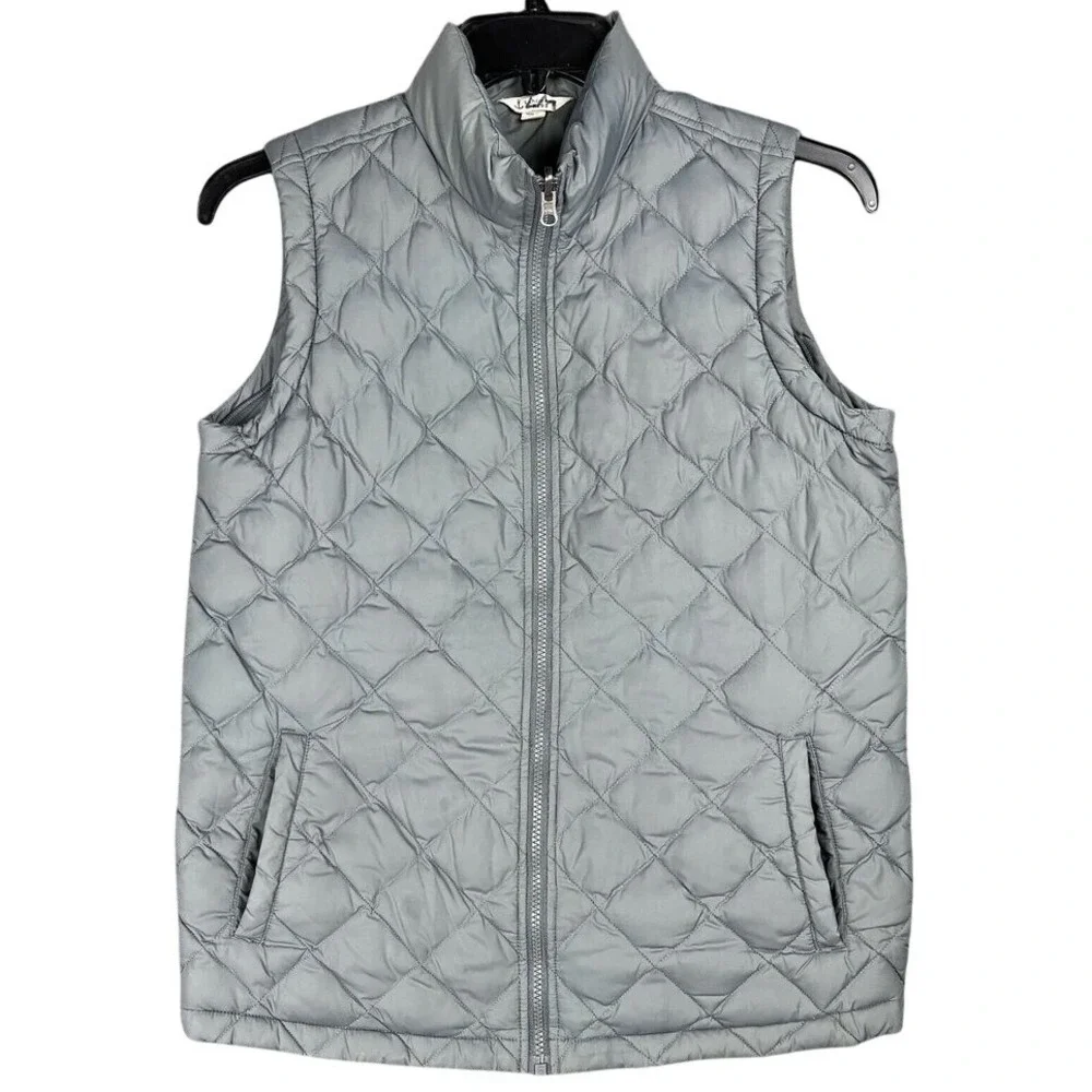 Lands End Kids Quilted Puffer Vest Full Zip Sleeveless Layering L 14-16‎ Girls